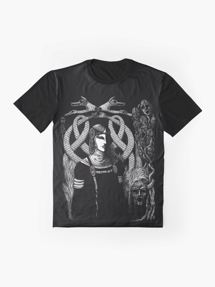 Alternate view of Hel in Black - white print for dark background Graphic T-Shirt