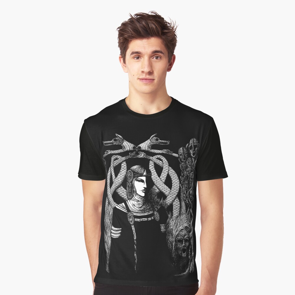Hel in Black - white print for dark background Graphic T-Shirt