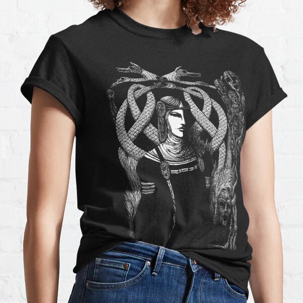 Hel in Black - white print for dark background Classic T-Shirt