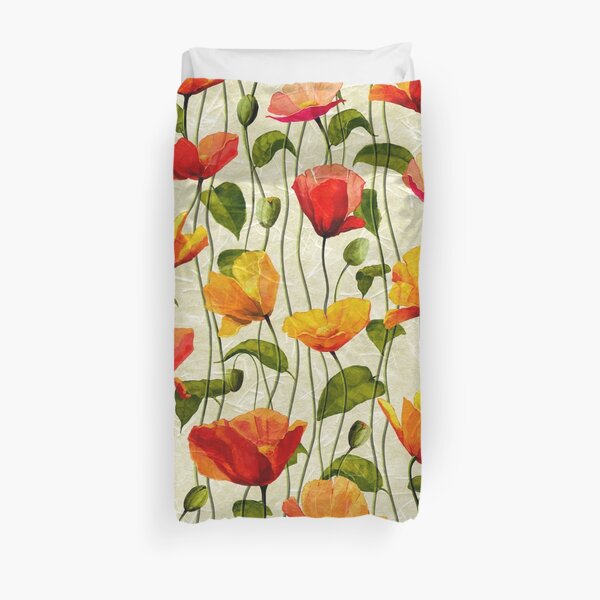 Vintage Textured Poppies patterns, Remembrance day Duvet Cover