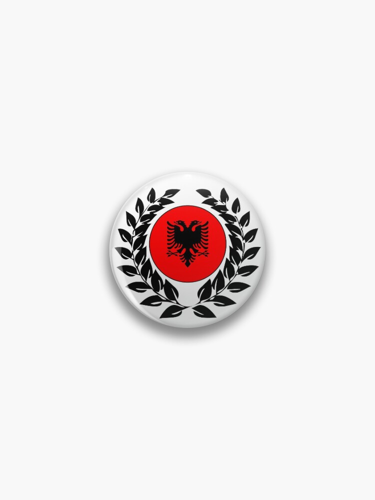 Button mit Albanien albanisch Flagge Fahne Lorbeerkranz von GeogDesigns