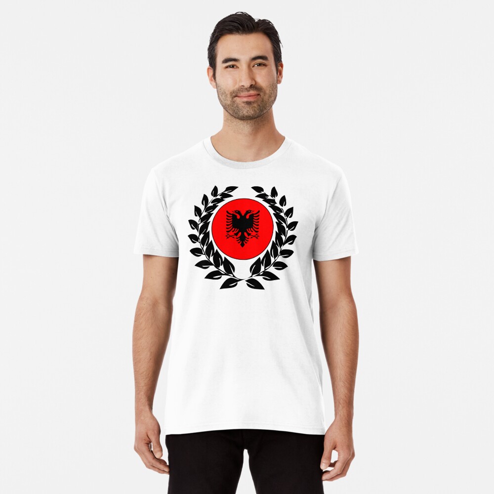 T-shirt con bandiera albania grifone albania banner shqip griffin uomo