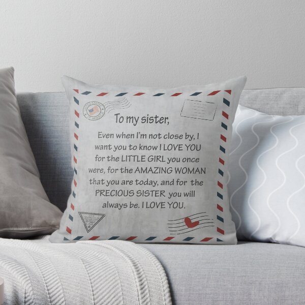 Sister pillow - sister blanket - sister retro - grey sister - sister vintage - fun sister - cute sister Throw Pillow