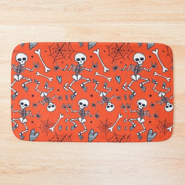 Item preview, Orange, red, white, cute Halloween watercolor pattern, boo, skeleton dancing, candy, bat, witch hat, pumpkin, latest Halloween bestselling, trending designed and sold by August-E.