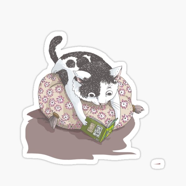 Reading Cat Sticker