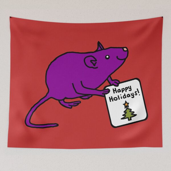 Item preview, Cute Rat says Happy Holidays at Christmas designed and sold by ellenhenry.