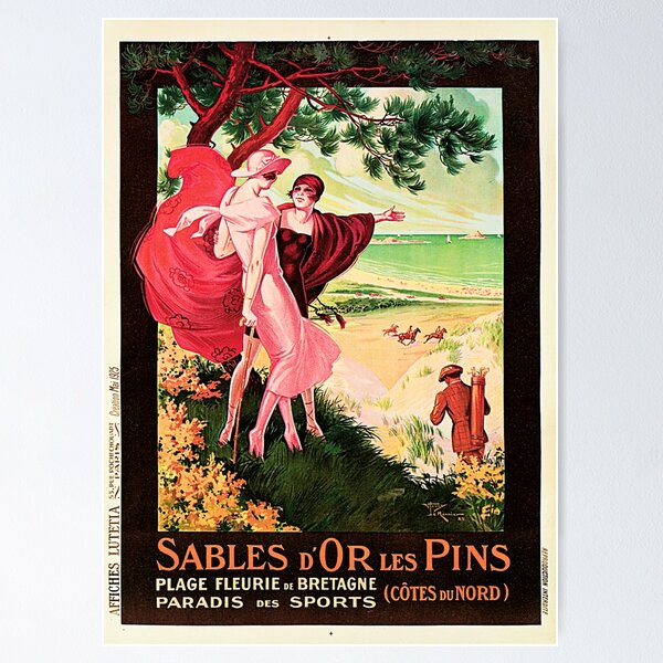 Item preview, SABLES D'OR LES PINS French Seaside Resort Brittany France Vintage Travel  designed and sold by retroposters.