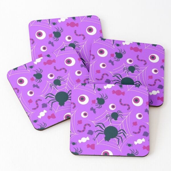 Item preview, Purple, black, white, cute Halloween watercolor pattern, boo, skeleton dancing, candy, bat, witch hat, pumpkin, latest Halloween bestselling, trending designed and sold by August-E.