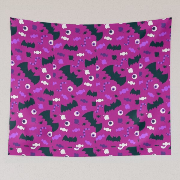 Item preview, Magenta, Violet, dark blue, pink, cute Halloween watercolor pattern, boo, witch, candy, bat, witch hat, pumpkin, latest Halloween bestselling, trending designed and sold by August-E.