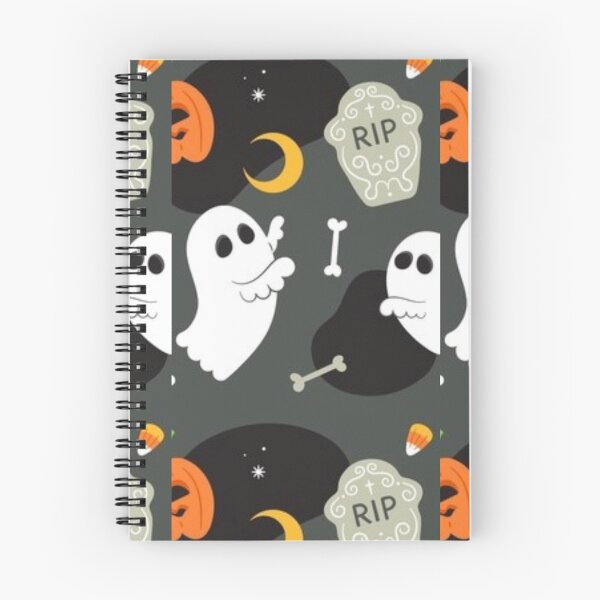 Item preview, Orange, dark grey, white, cute Halloween watercolor pattern, boo, witch, candy, bat, witch hat, pumpkin, latest Halloween bestselling, trending designed and sold by August-E.