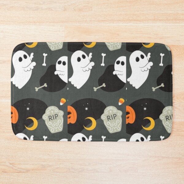 Item preview, Orange, dark grey, white, cute Halloween watercolor pattern, boo, witch, candy, bat, witch hat, pumpkin, latest Halloween bestselling, trending designed and sold by August-E.
