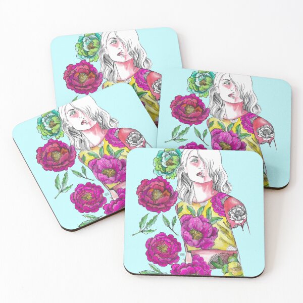 Item preview, Fashion Illustration - Woman with Pink Flowers.  designed and sold by FanitsaArt.