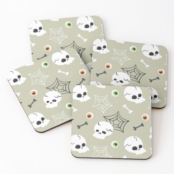 Item preview, Gray, Orange, green, white, cute Halloween watercolor pattern, boo, witch, candy, bat, witch hat, pumpkin, latest Halloween bestselling, trending designed and sold by August-E.
