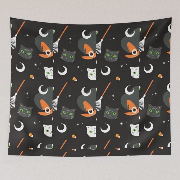 Item preview, Black, Gray, Orange, green, white, cute Halloween watercolor pattern, boo, witch, candy, bat, witch hat, pumpkin, latest Halloween bestselling, trending designed and sold by August-E.