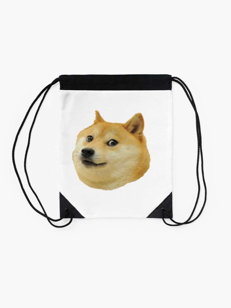 Doge Head Design Drawstring Bag By Charlielowlowe Redbubble - doge in a bag free roblox