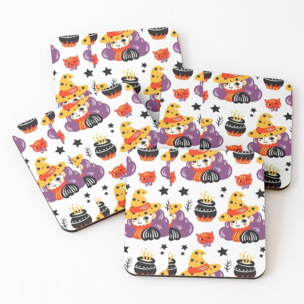 Item preview, Yellow, Black, Gray, Orange, white, cute Halloween watercolor pattern, boo, witch, candy, bat, witch hat, pumpkin, latest Halloween bestselling, trending designed and sold by August-E.