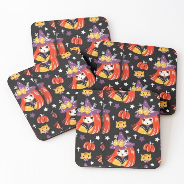Item preview, Yellow, Black, Orange, purple, cute Halloween watercolor pattern, boo, witch, candy, bat, witch hat, pumpkin, latest Halloween bestselling, trending designed and sold by August-E.