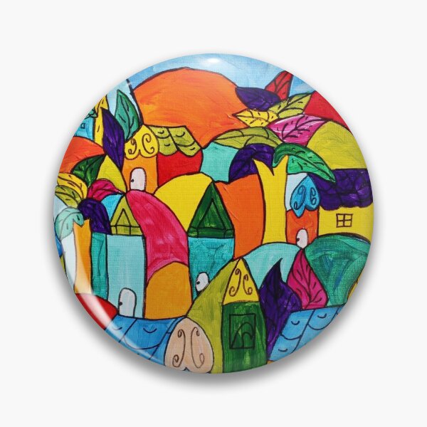 Item preview, Latino colorful village painting Village 51 designed and sold by PatriciaReyes.