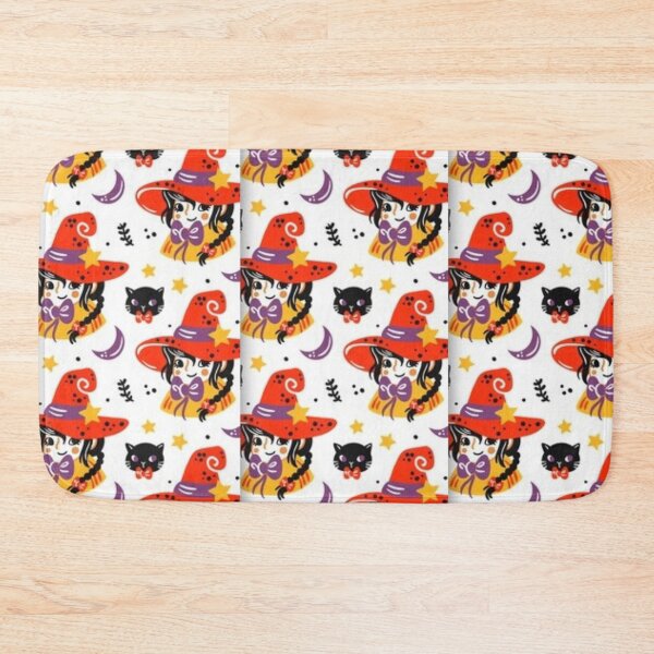 Item preview, White, Yellow, Black, Orange, purple, cute Halloween watercolor pattern, boo, witch, candy, bat, witch hat, pumpkin, latest Halloween bestselling, trending designed and sold by August-E.