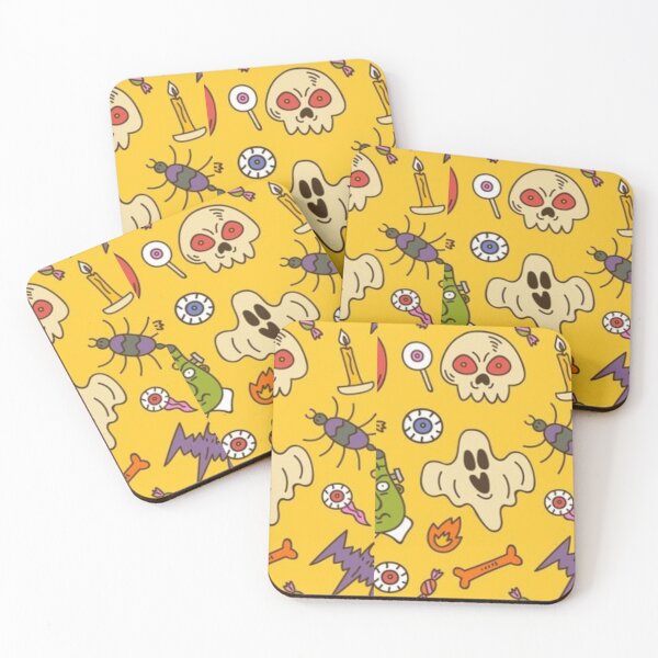 Item preview, Yellow, Orange, purple, cute Halloween watercolor pattern, boo, witch, candy, bat, witch hat, pumpkin, latest Halloween bestselling, trending designed and sold by August-E.
