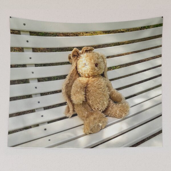 Item preview, Toy rabbit Plush stuffed toy at the bench designed and sold by Tanja Dianova.