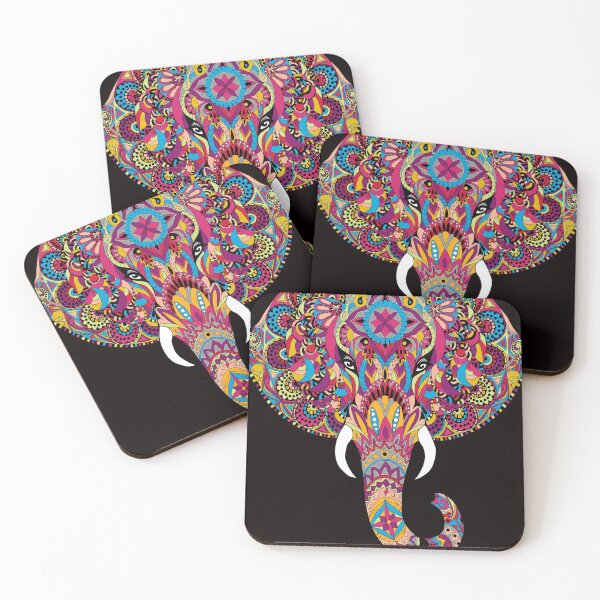 Aperçu de l'œuvre Visage d'éléphant mandala coloré créée et vendue par CopperBlueStore.