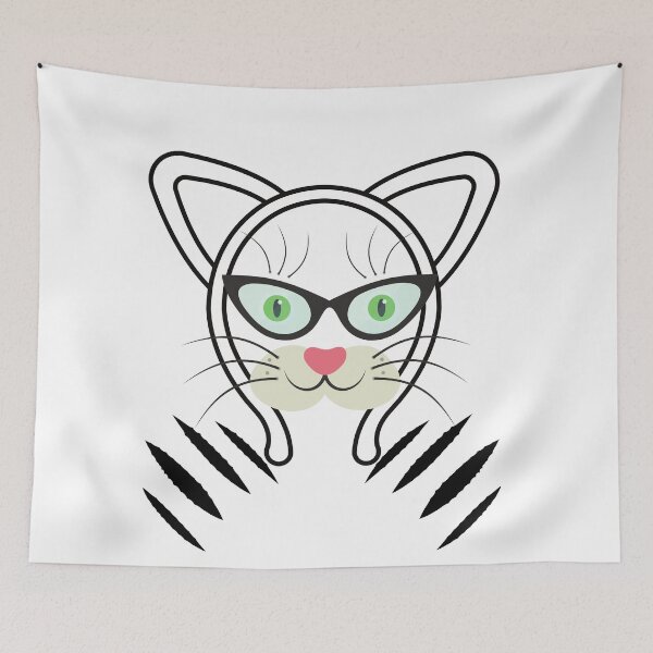 Item preview, The green-eyed cat wears glasses designed and sold by esm75.
