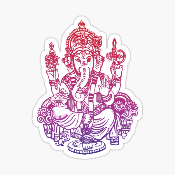 Ombre Indian Ganesh Elephant T-shirt Sticker