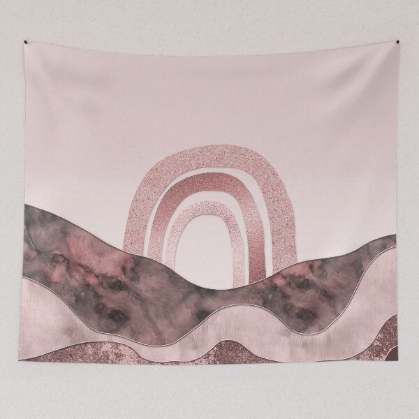 Item preview, Rose Gold Rainbow And Marble Gemstone Abstract Landscape designed and sold by artsandsoul.