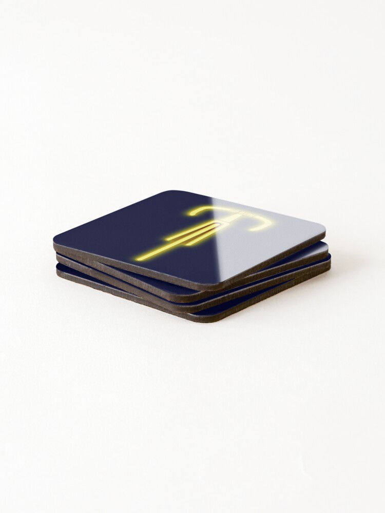 Thumbnail 4 of 5, Coasters (Set of 4), Go Ride Your Bicycle Gold Neon Glow designed and sold by RabeDesigns.