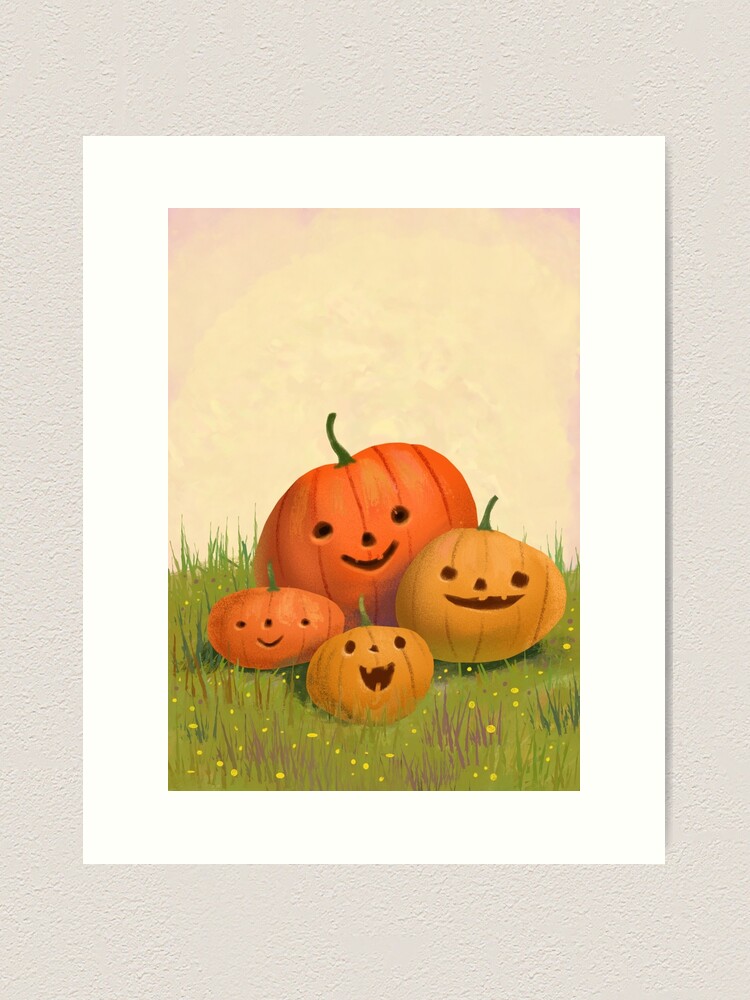 Alternate view of Halloween Pumpkin Family Art Print