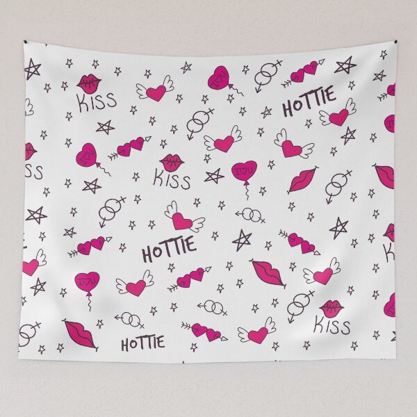 Item preview, Hearts and kisses doodle pattern designed and sold by Bubsart78.