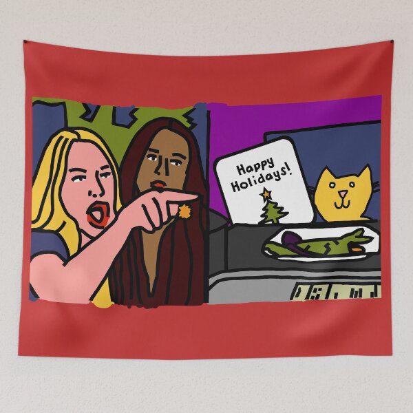 Item preview, Woman Yelling at Cat Memes Happy Holidays at Christmas designed and sold by ellenhenry.
