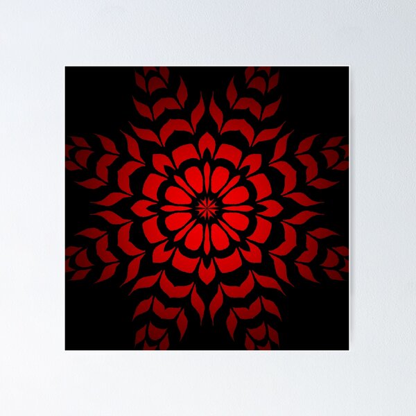Item preview, Red Snowflake Mandala w/ Black Background designed and sold by Sarah Krafft.