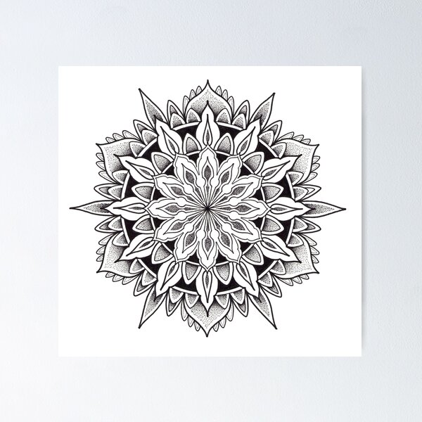 Item preview, Spiky mandala in pen and ink dotwork. designed and sold by René Voortwist Pen and Ink art.