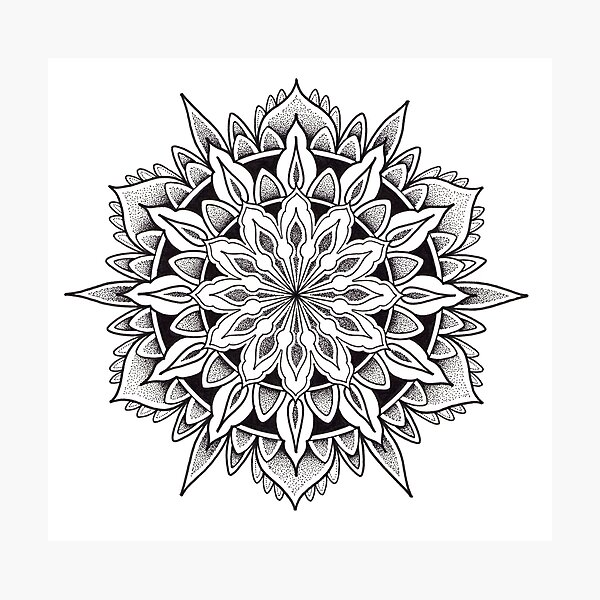 Item preview, Spiky mandala in pen and ink dotwork. designed and sold by René Voortwist Pen and Ink art.