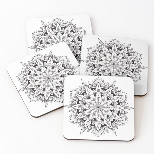 Item preview, Spiky mandala in pen and ink dotwork. designed and sold by René Voortwist Pen and Ink art.