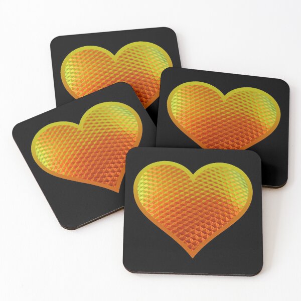 Item preview, Duochrome Red, Green and Gold Hex Pattern Heart designed and sold by Bumblefuzzies.