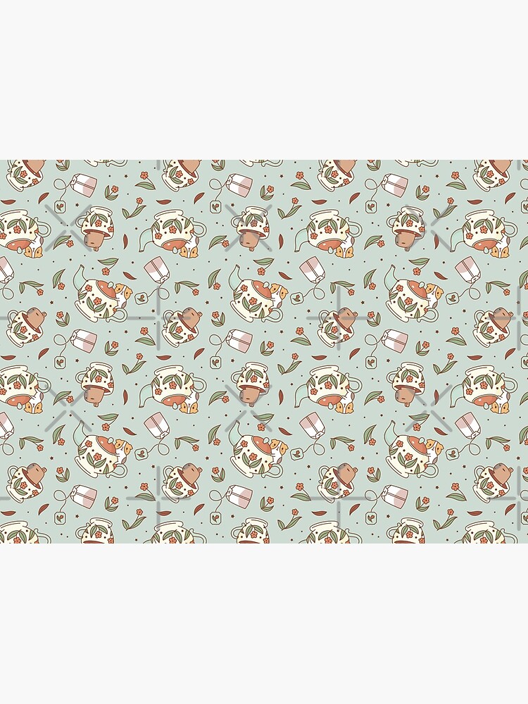 Guinea pig and capybara Tea Party Pattern, Bubu and Moonch by Miri-Noristudio