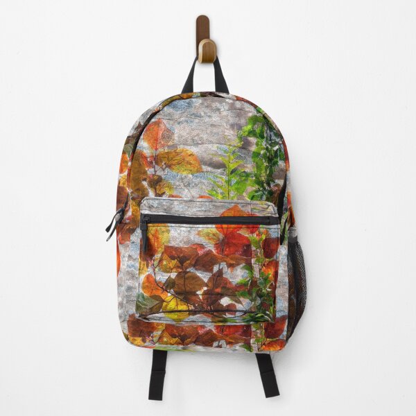 Item preview, Backlit Fall Leaves Against Weathered Rock designed and sold by pixelmountain.