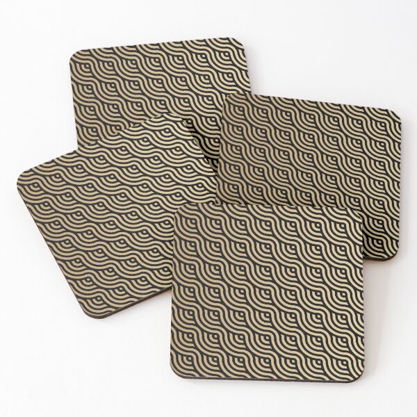Item preview, Seamless geometric black and gold maze pattern designed and sold by likebakerdo.