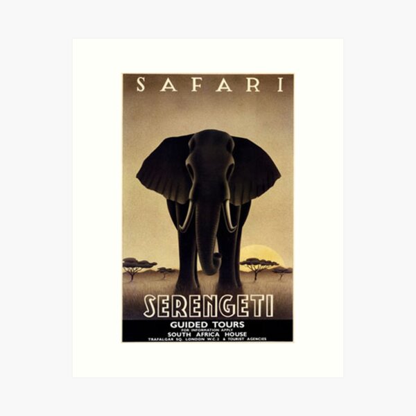 Item preview, Vintage Travel Poster: Serengeti Tanzania Safari designed and sold by Vintage Vibes.