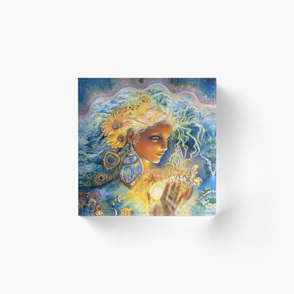 artistic, colors, emotion, face, fantasy, female, flowers, girl, god, goddess, josephine, magical, mood, people ,psychedelic, sci, science, wall ,women. Acrylic Block