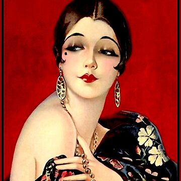 FLAPPER Vintage 1920 with Flowered Robe Print Art Board Print