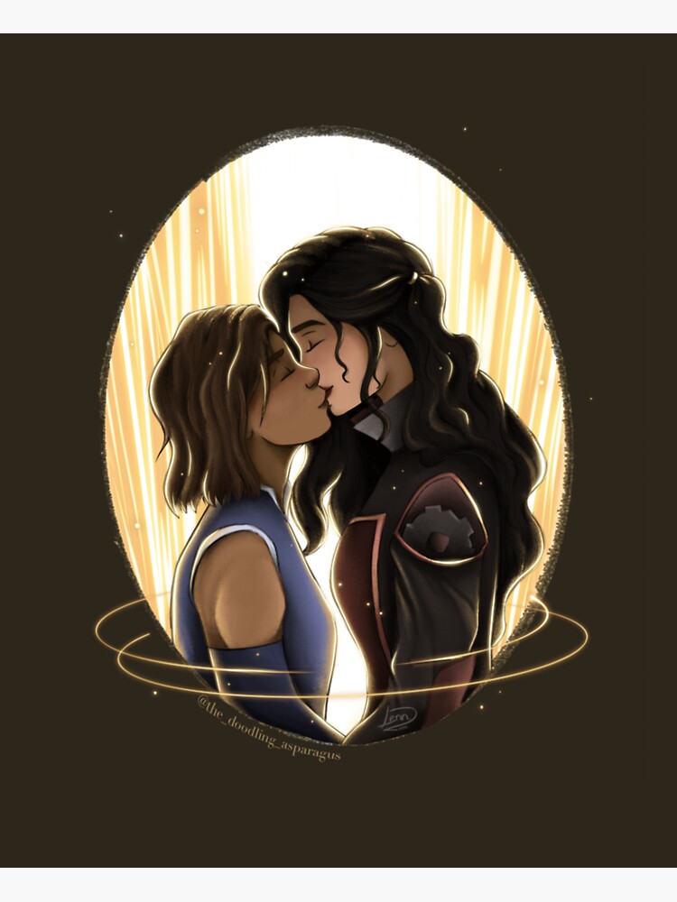 Korrasami Kiss Print Sticker For Sale By Doodlinglenn Redbubble 