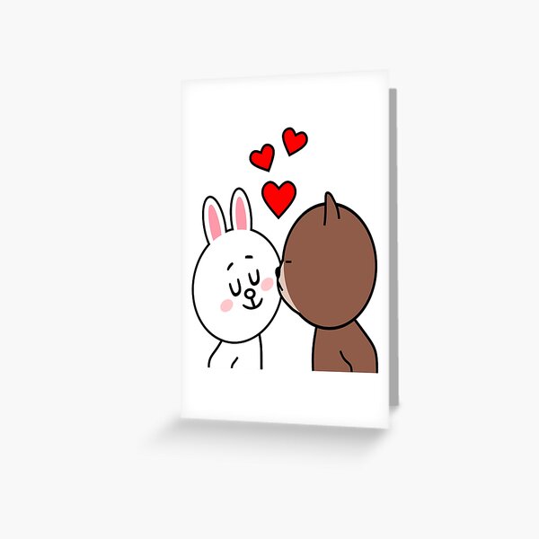 Brown Bear Cony Bunny Rabbit The Kiss Greeting Card