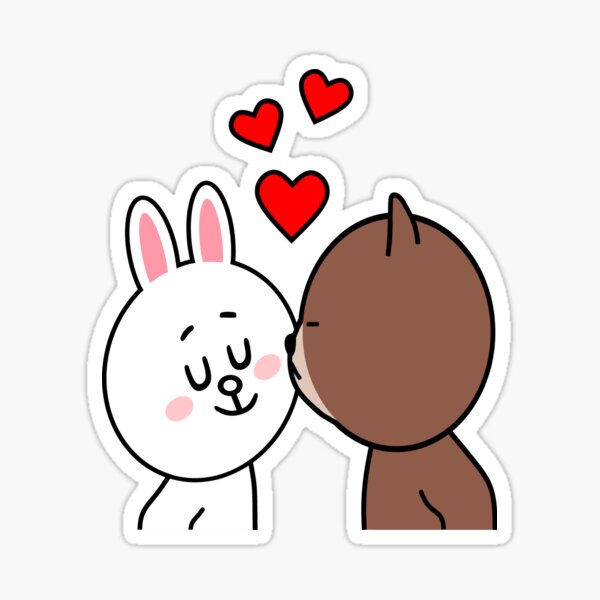 Braunbär Cony Bunny Rabbit Der Kuss Sticker