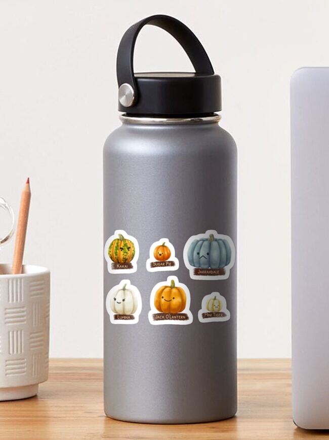 Thumbnail 1 of 3, Sticker, Types Of Pumpkins (emoji version) designed and sold by ElectricFangs.