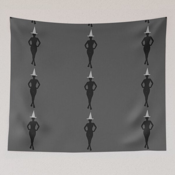 Item preview, Black sensual silhouette of witch with white Halloween hat designed and sold by BV-creas.