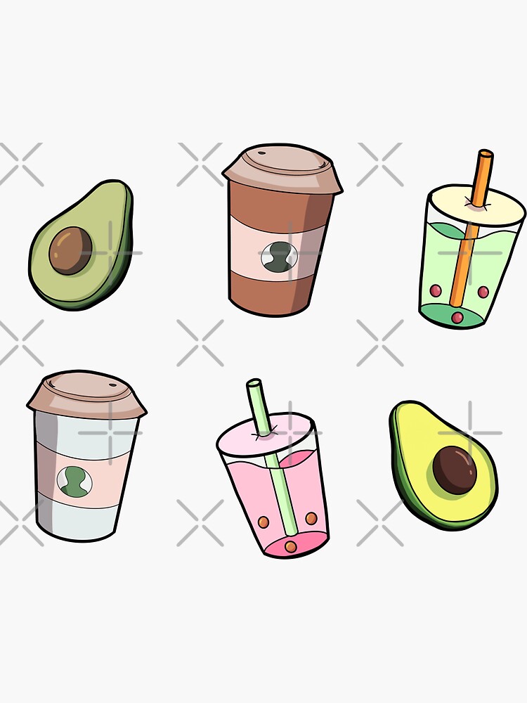 Avocado Boba Sticker Set Avocado Boba Sticker Set